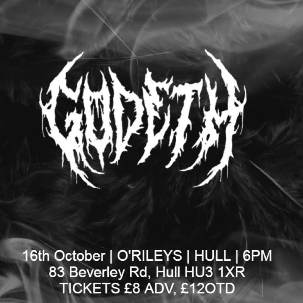 Godeth, Collision Point, Resented, Crescent Halo, Besieged — gig artwork