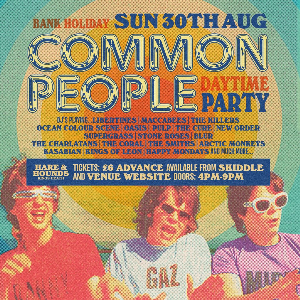 Common People - Bank Holiday Afternoon 80s, 90s, 00s Indie Disco Image