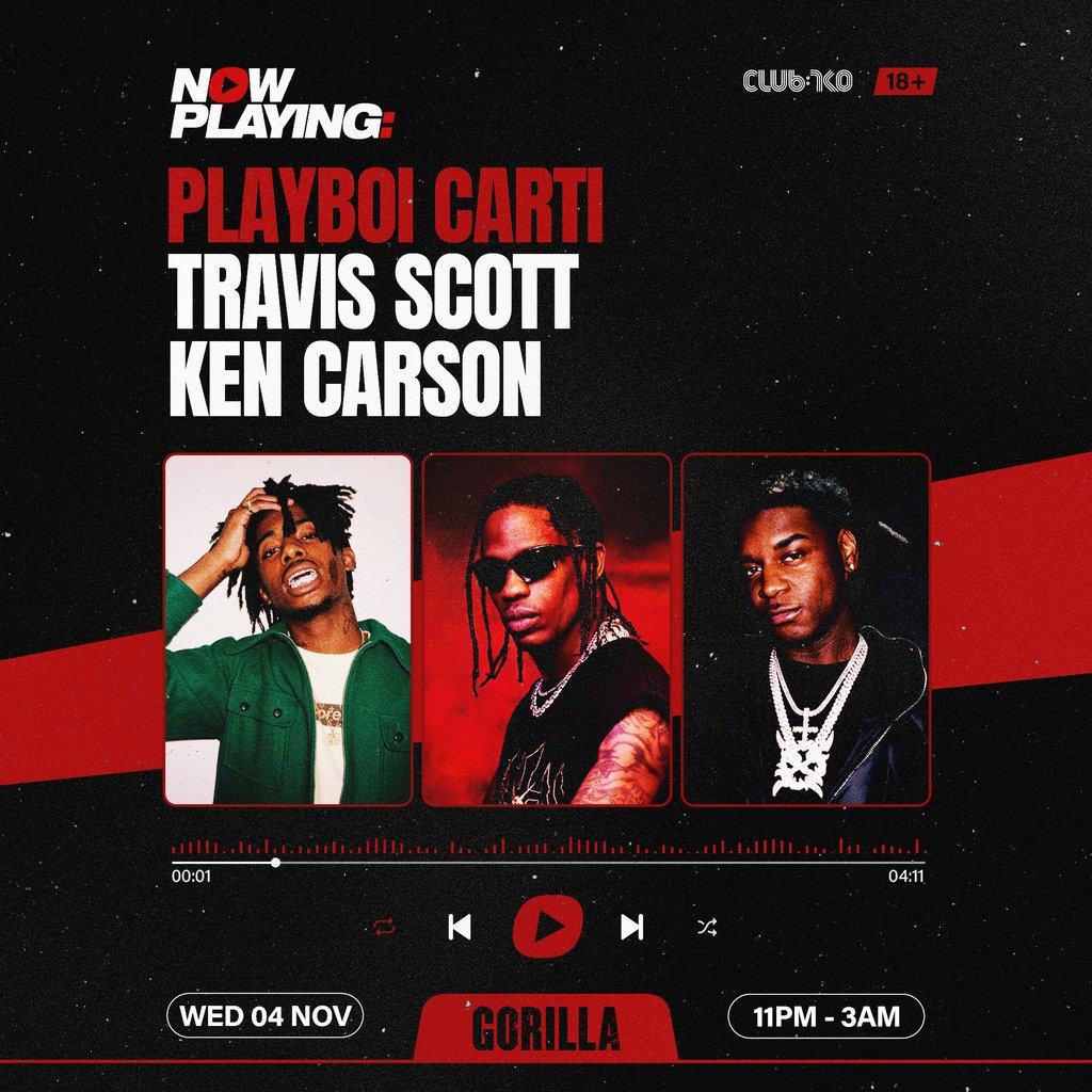 NOW PLAYING: Playboi Carti, Travis Scott & Ken Carson at Gorilla, Manchester