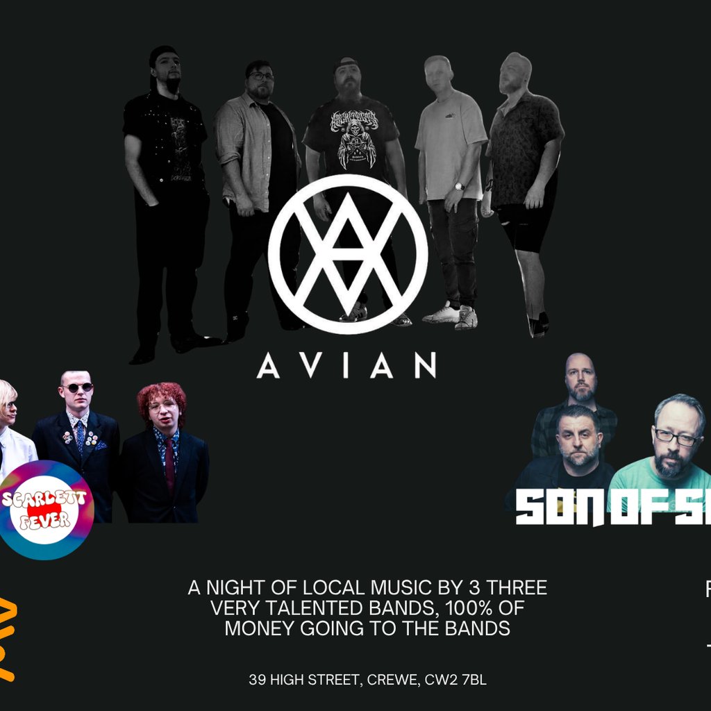 A Night Of Local Music - Avian, Son Of Shinobi & Scarlett Fever — gig artwork