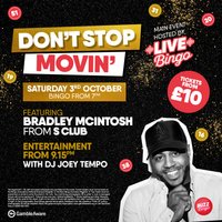 Bradley McIntosh from S Club DJ Set on Sat 3rd October at Buzz Bingo Colchester