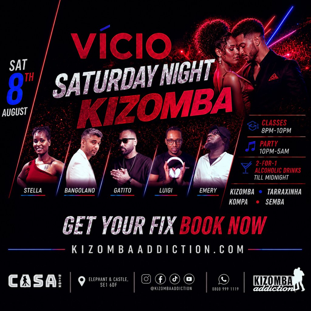 London's No.1 Kizomba Party : Vicio   with DJ Bangolano