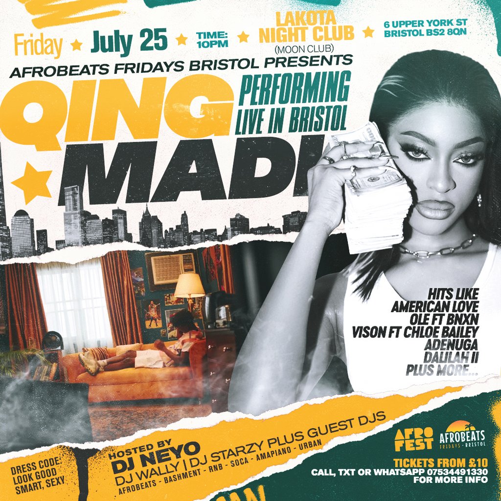 Afrobeats Fridays Bristol: QING MADI (Live), 25 July | Event in Bristol | AllEvents
