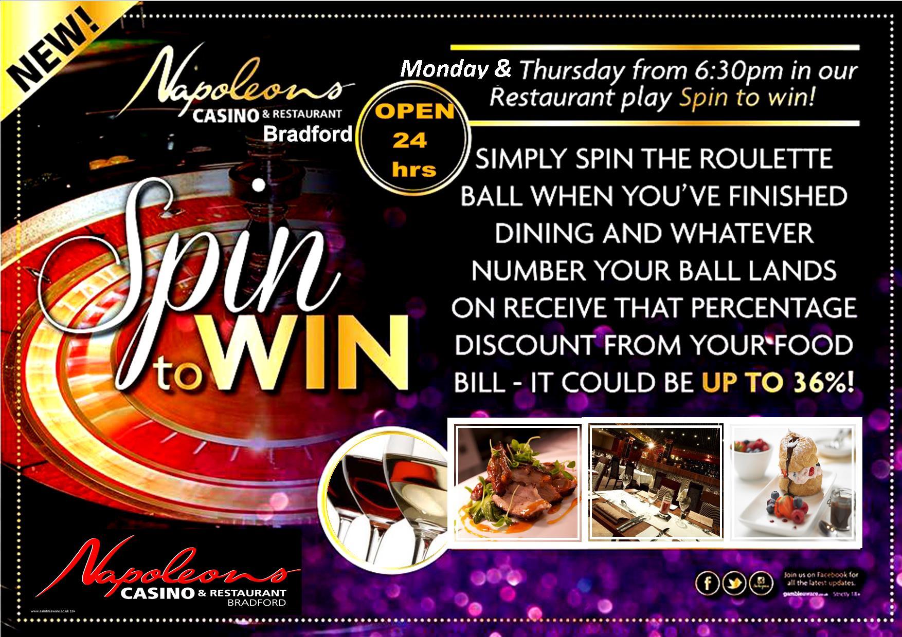 Napoleons casino bradford may menu