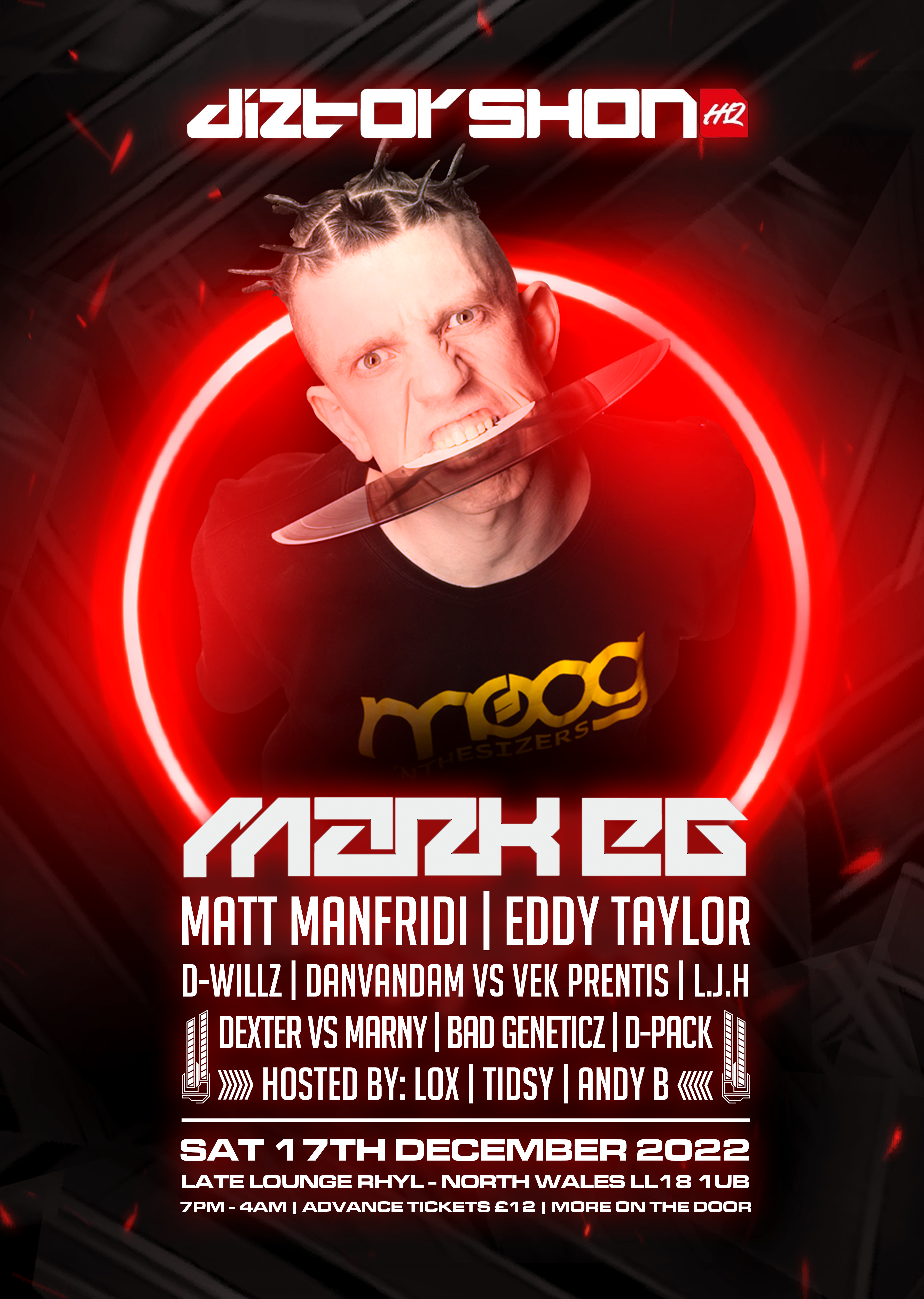 Diztorshon Hq Xmas Bash Presents Mark Eg Tickets The Late Lounge Rhyl Sat 17th December 22 Lineup