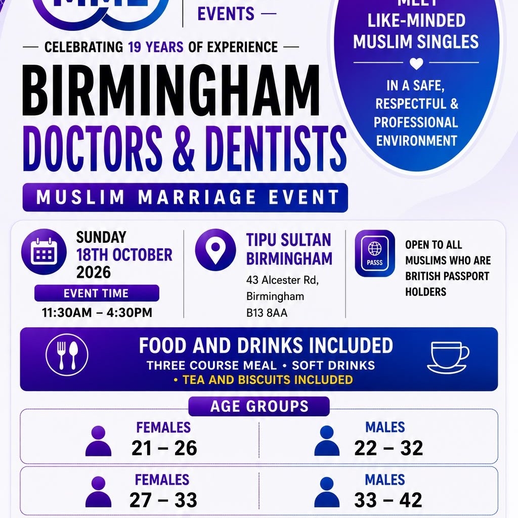 Muslim Marriage Events Birmingham - Doctors & Dentists Event at Tipu Sultan Majestic Dining, Birmingham