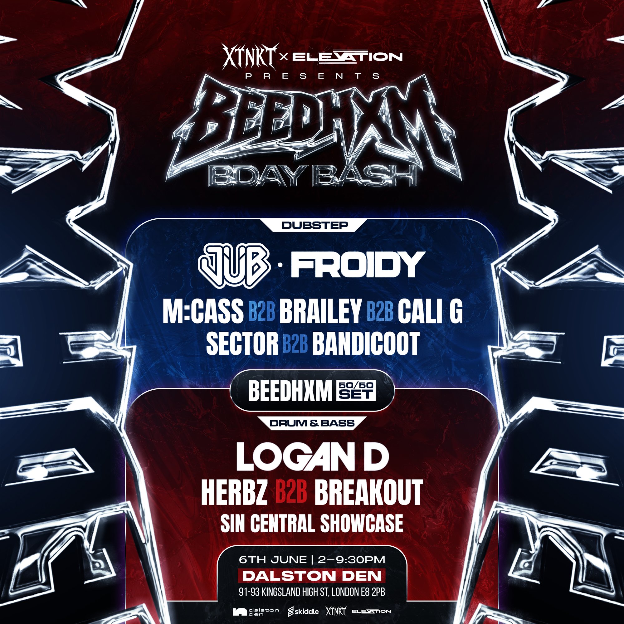 XTNKT x ELEVATION PRESENTS BEEDHXM'S BIRTHDAY BASH DUBSTEP & DNB