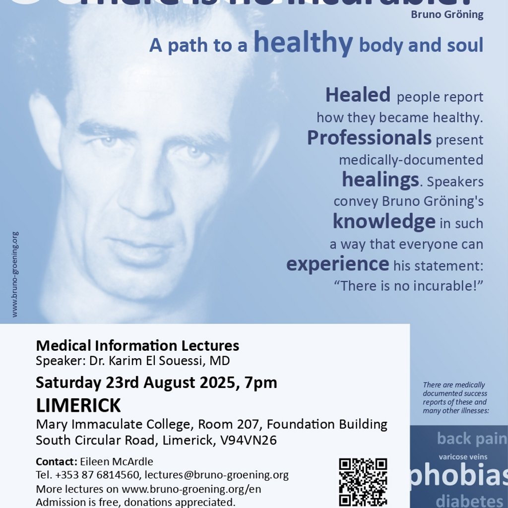 MEDICAL INFORMATION LECTURE A Path to a Healthy Body and Soul, 23 August | Event in Limerick | AllEvents