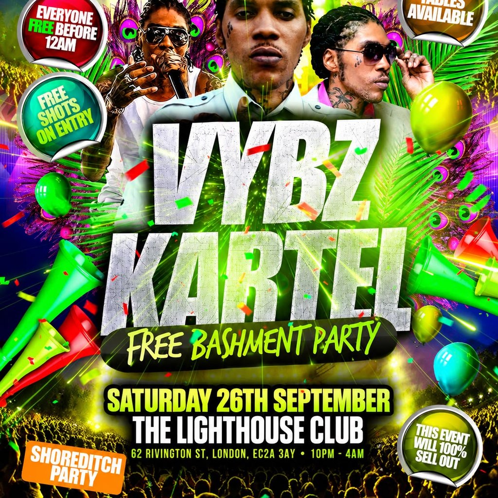 Vybz Kartel - Free Bashment Party - Everyone Free Before 12AM