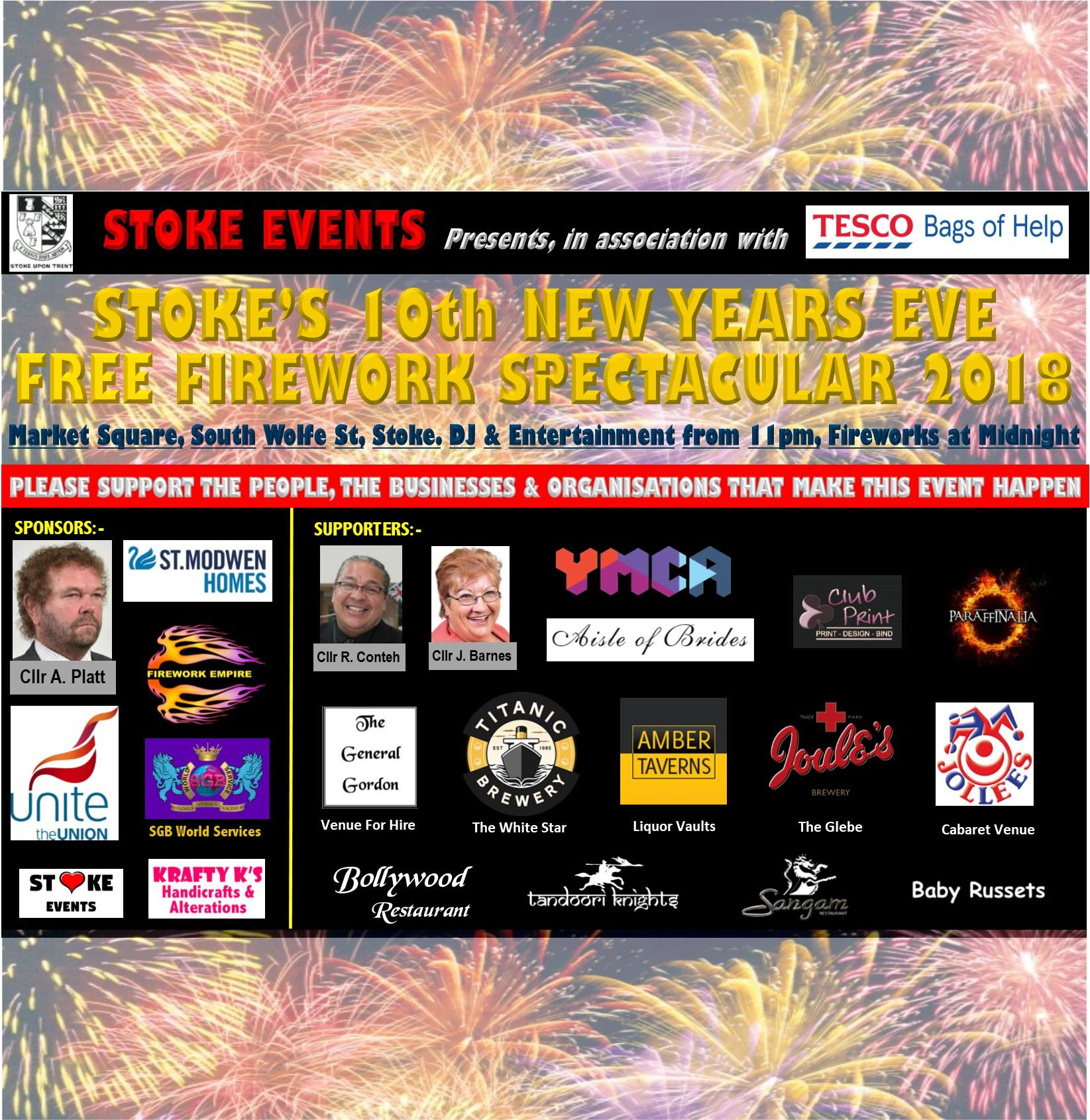 new years eve free firework display tickets stoke town market
