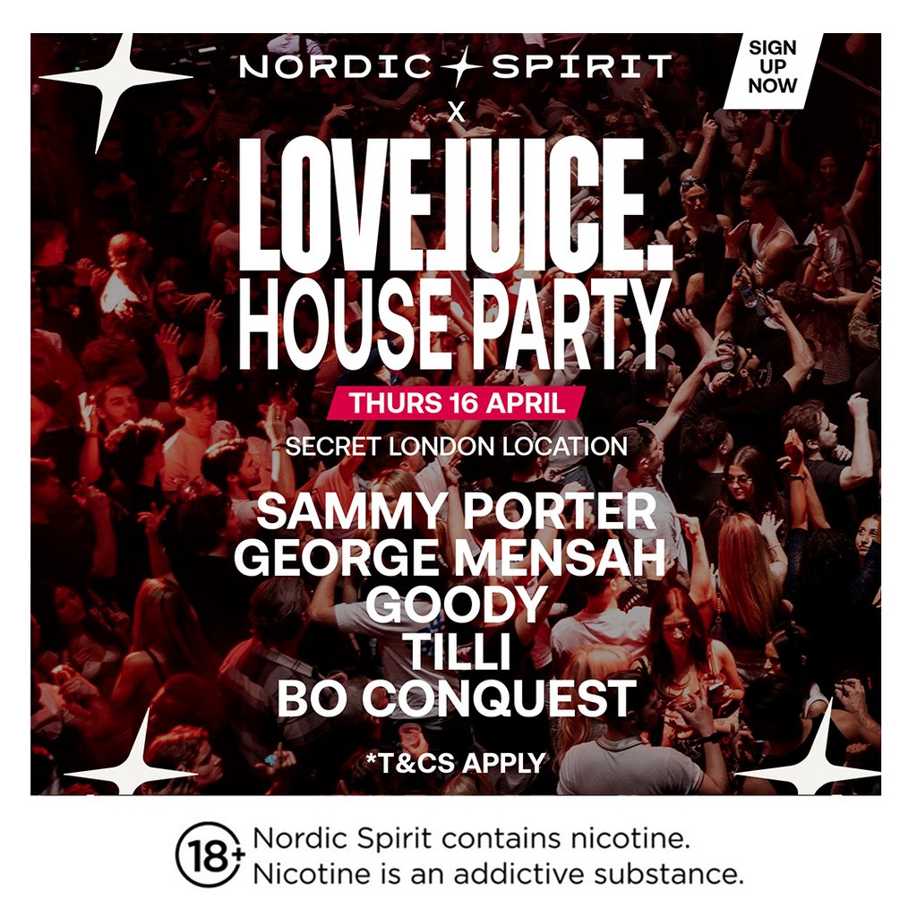 LoveJuice - FREE POP UP HOUSE PARTY - Secret Location London