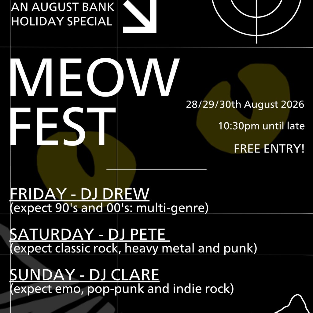 MEOWFEST (Mixed Genre Club Nights) - August Bank Holiday Weekend Image