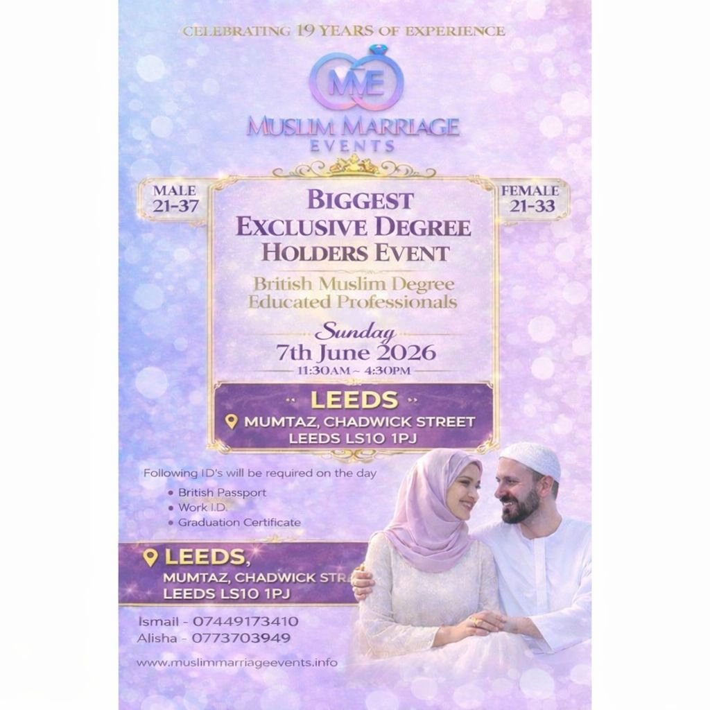 Muslim Marriage Events Leeds - Degree Educated Professionals Eve