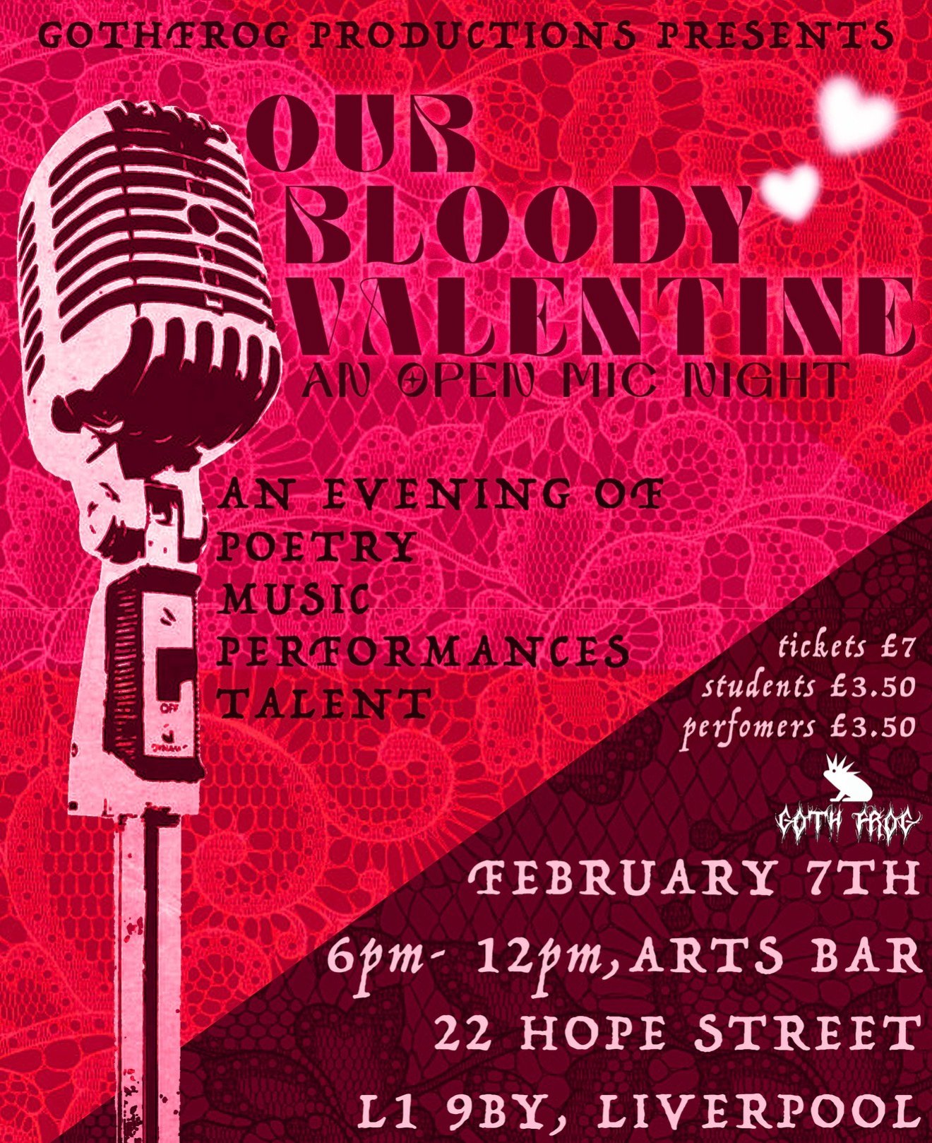 Our Bloody Valentine : Open Mic | Liverpool Arts Bar Liverpool Sat