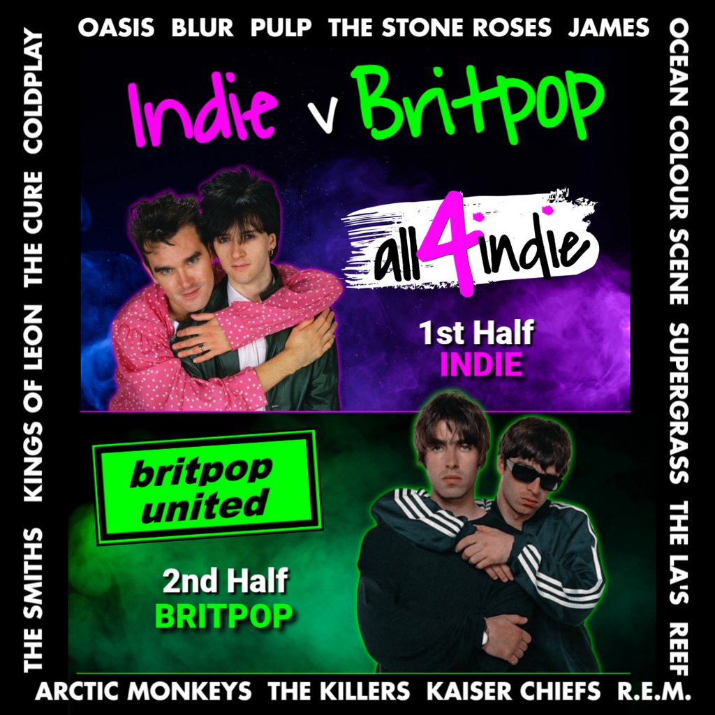 INDIE vs BRITPOP Double Headliner: all4indie vs Britpop United Image