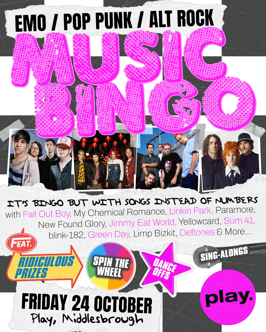 Tickets: Pop Punk & Emo Music Bingo | PLAY Middlesbrough Fri