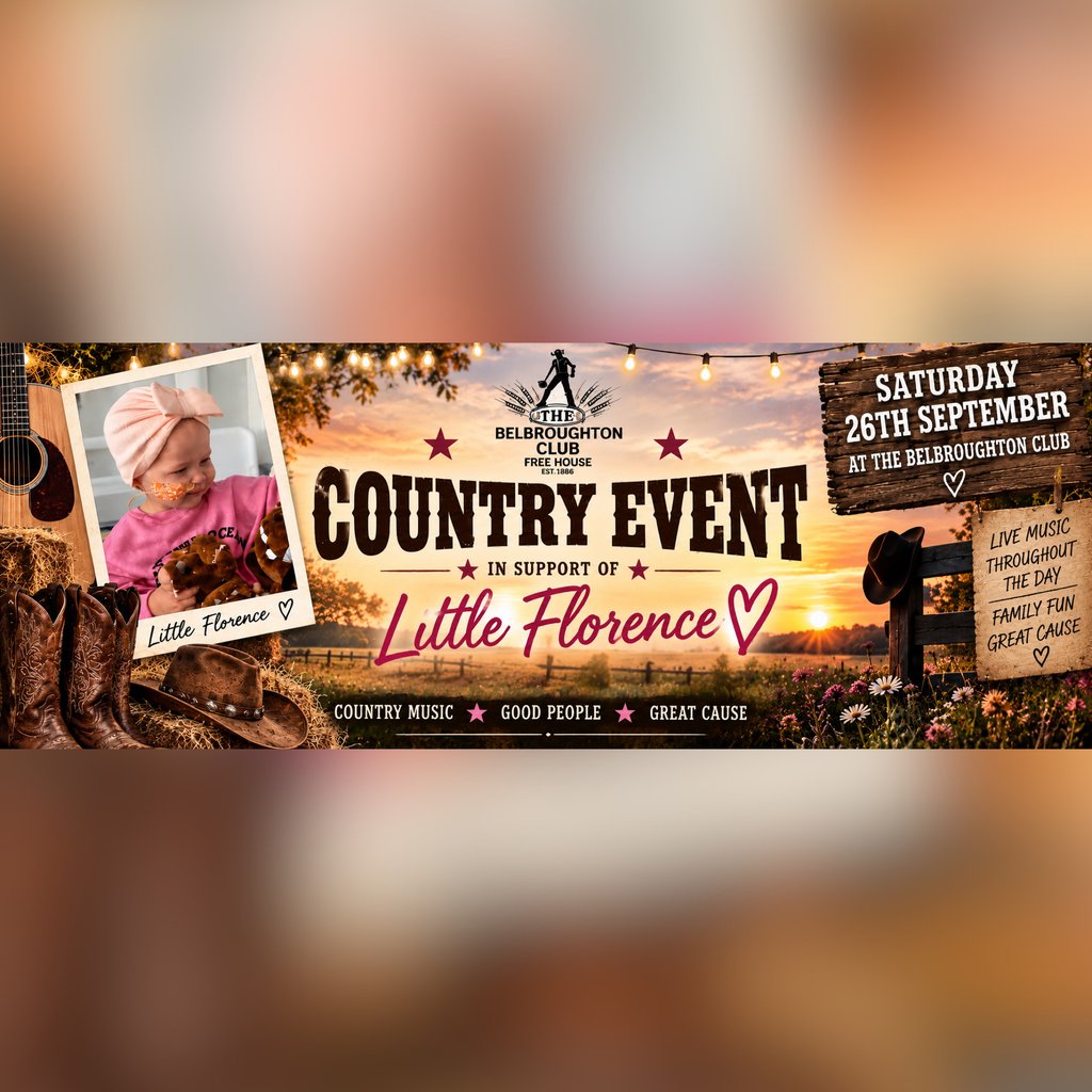 Charity Country Event for Florence at Isaacs Bar, Belbroughton Club, Stourbridge