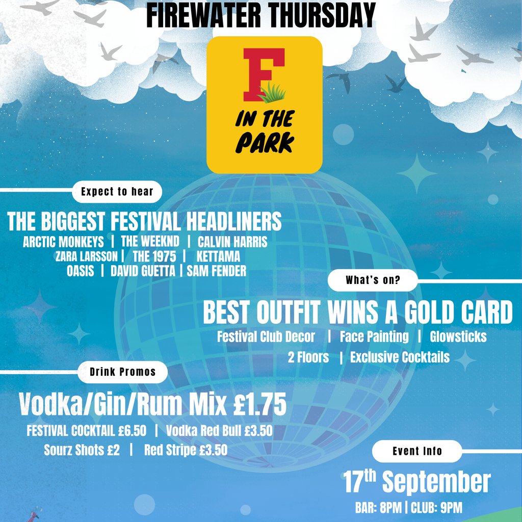 Freshers 2026 - F In The Park at Firewater Dundee, Dundee
