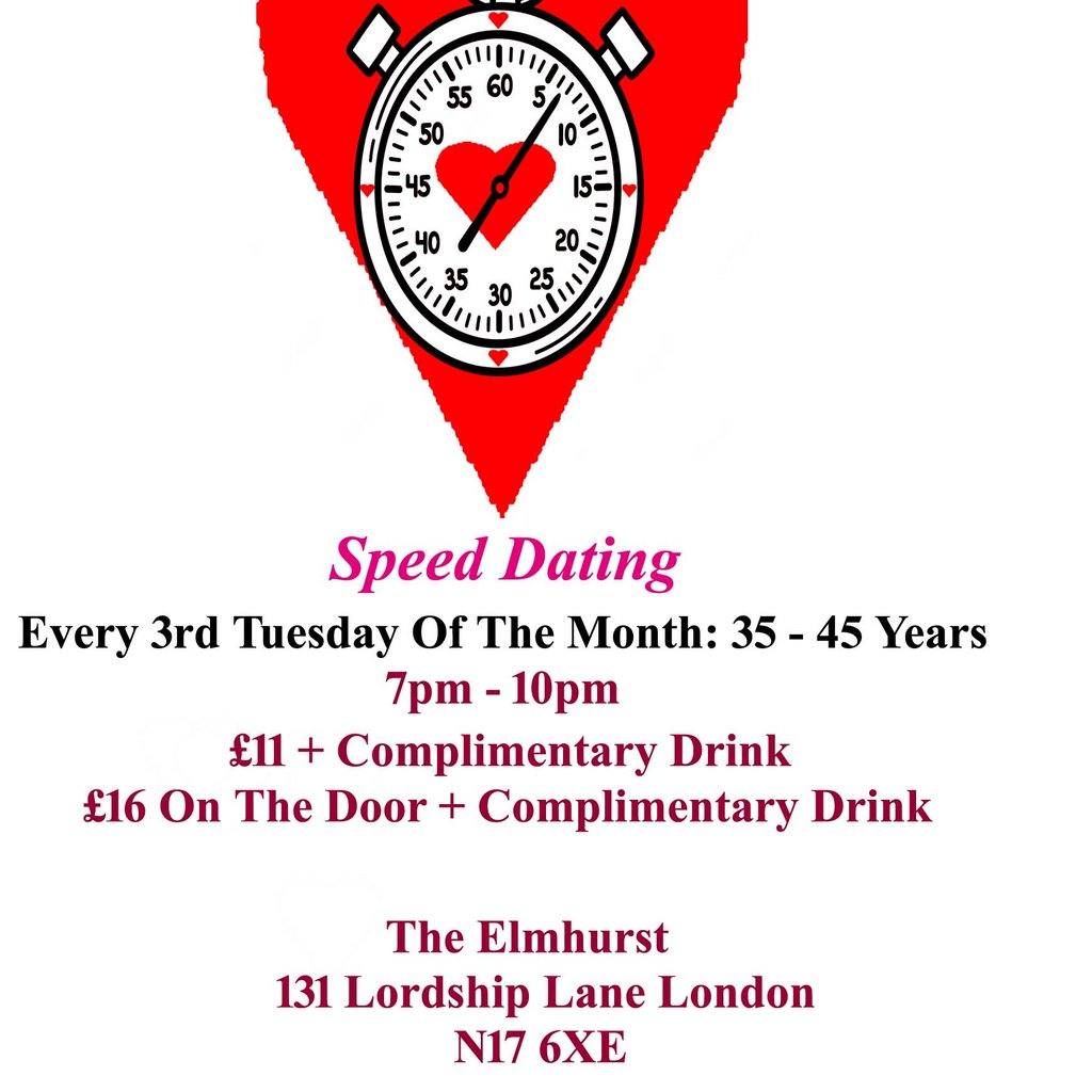Speed Dating. 35 -  45 years. Tuesdays